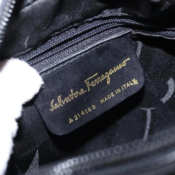 Salvatore Ferragamo Vala Shoulder Bag Leather Black Gold Auth BA5416 - Picture 10 of 16